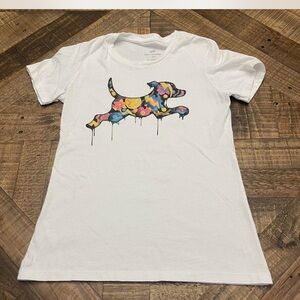 Colorful Floral Dog Graphic White Tee